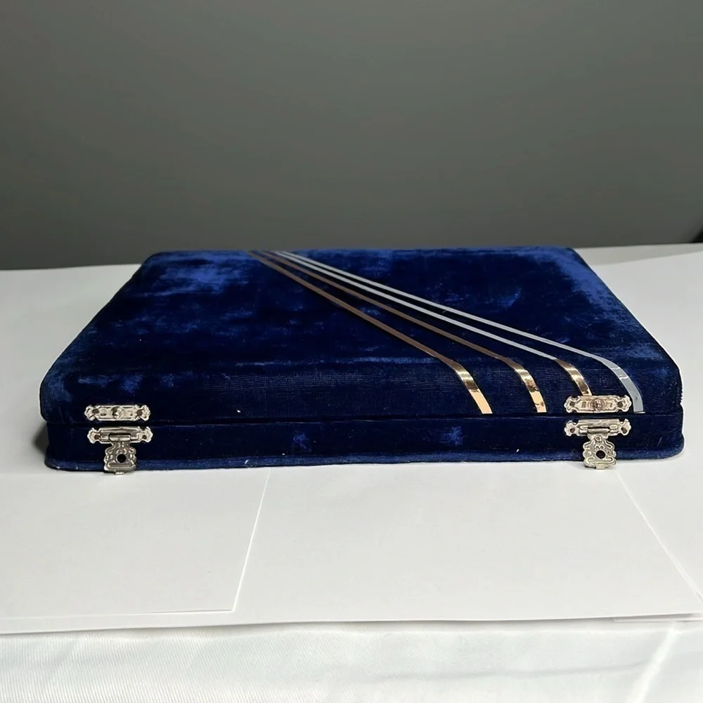Vintage Blue Velvet 5 Celluloid Jewelry Box